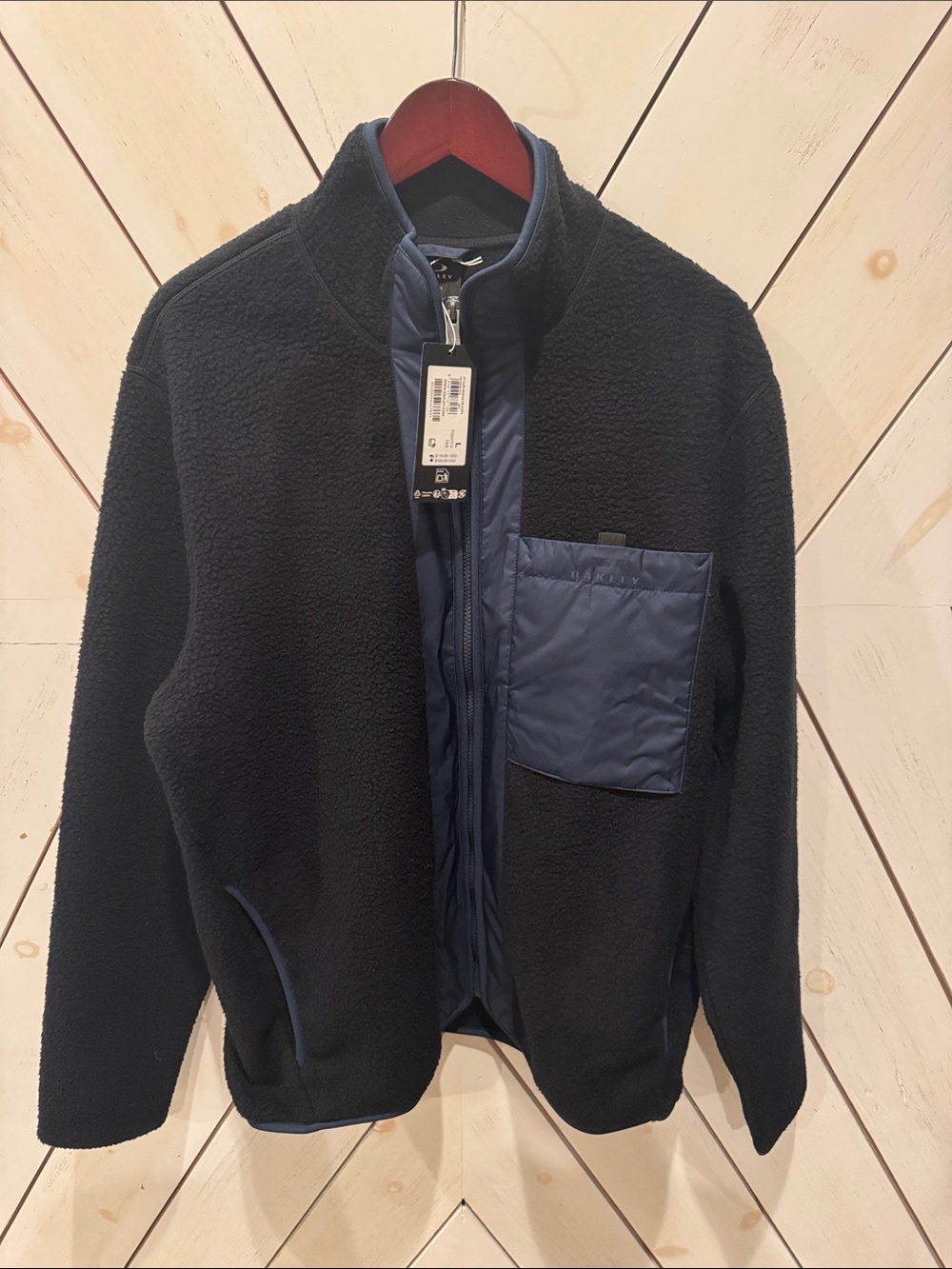Oakley OFF SLOPE SHERPA MOUNTAIN JACKET BLACK MENS NEW Navy LARGE Zip Up Jacket